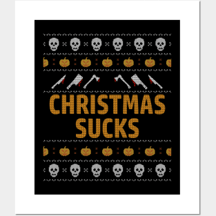 Ugly Christmas Sweater Xmas Sucks Posters and Art